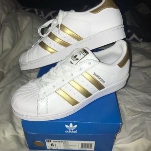 NWT Adidas White Gold Superstar